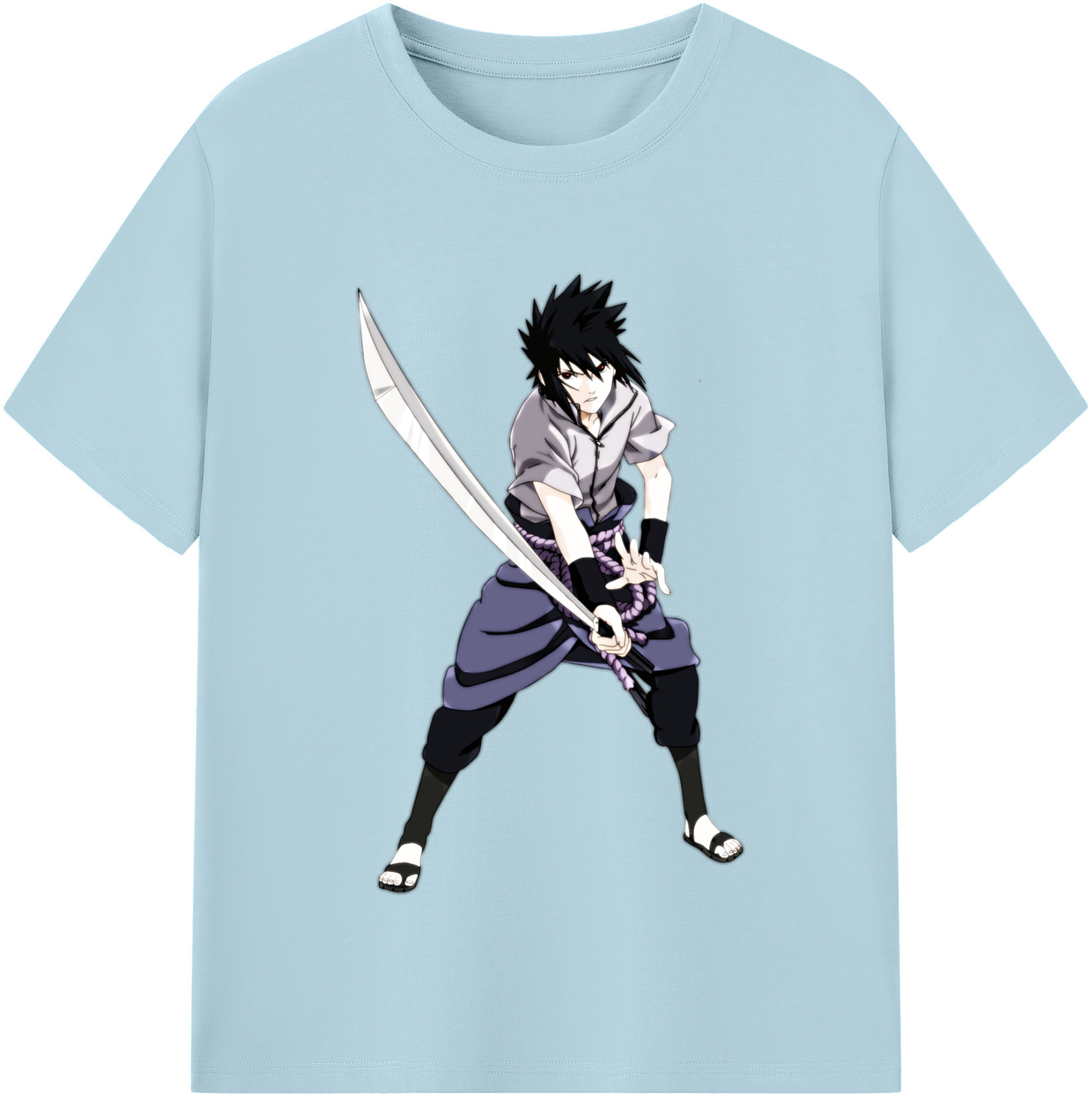 （画像用） NARUTO -ナルト- うちは サスケ Uchiha Sasuke 綿100％半袖Tシャツ（フロントプリント）